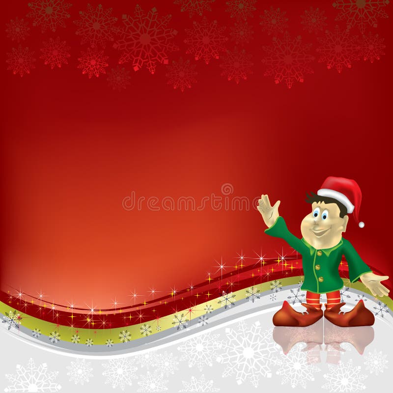 Christmas greeting dwarf on red