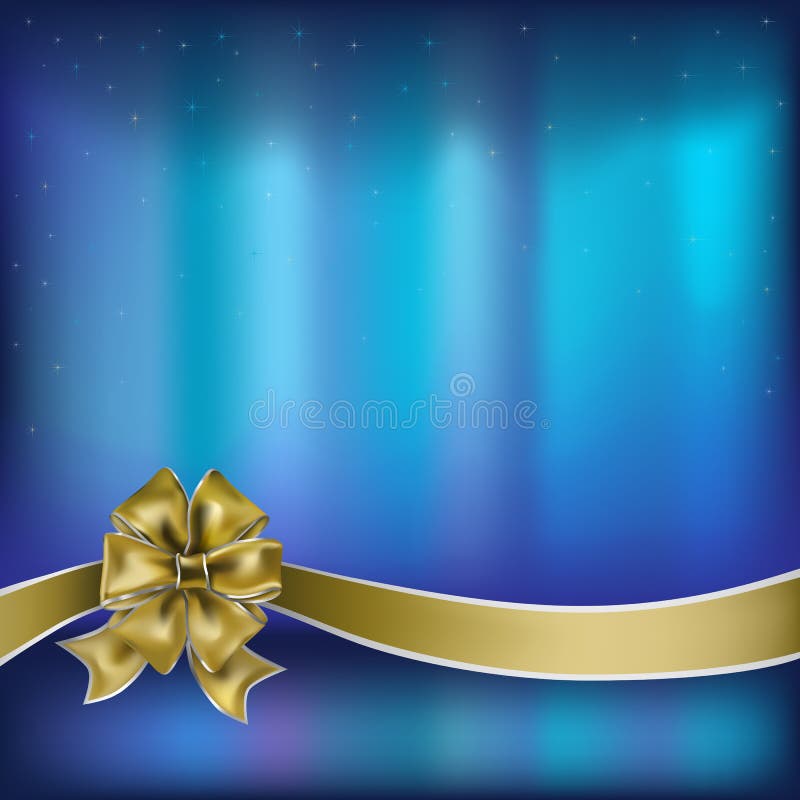 Christmas greeting gold bow with ribbon