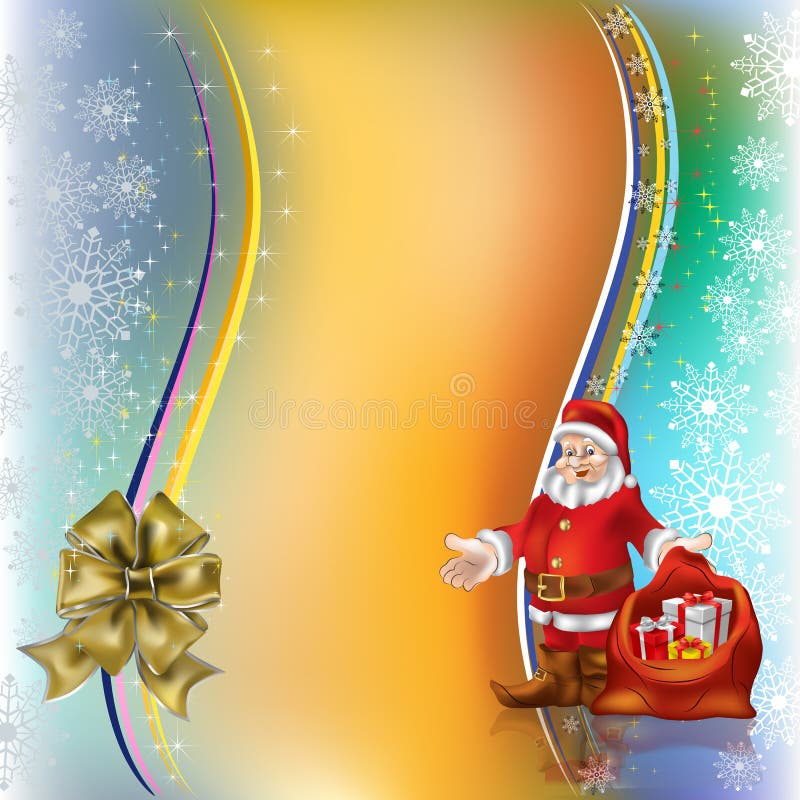 Christmas greeting Santa Claus with gifts