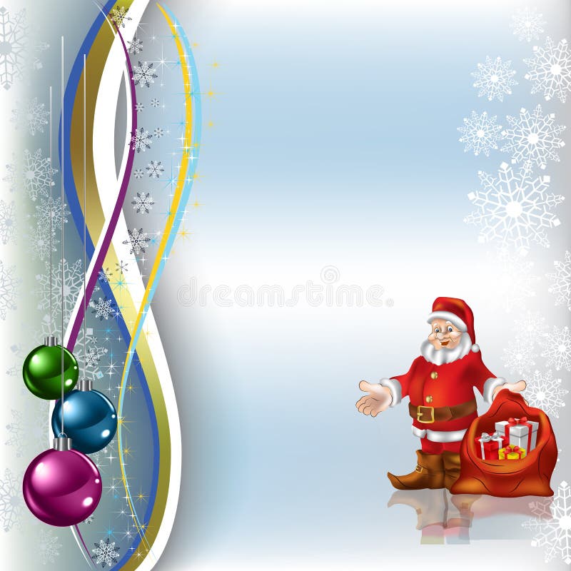 Christmas greeting Santa Claus with gifts