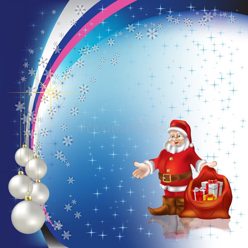 Christmas greeting Santa Claus with pearl balls