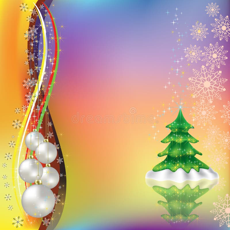 Christmas greeting with tree and balls