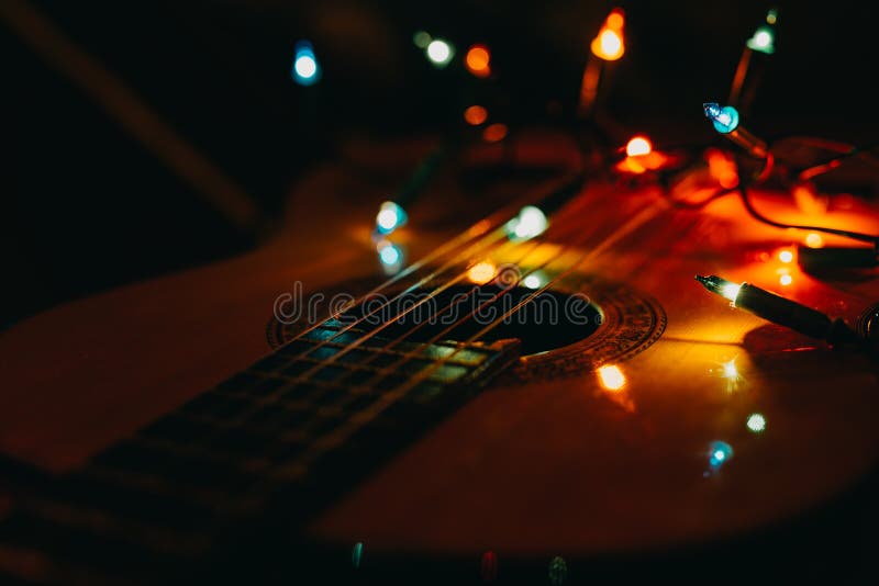 Holiday Christmas Ornament Musical Instrument Musician Burnt Orange Jazz Guitar 