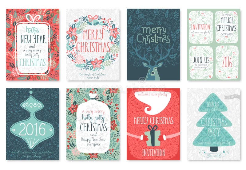 Christmas hand drawn card set. vector illustration Christmas hand drawn card set. vector illustration
