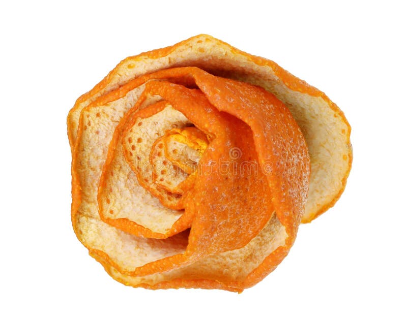 Christmas handmade one rose  flowers  made of dried tangerine peels isolated macro