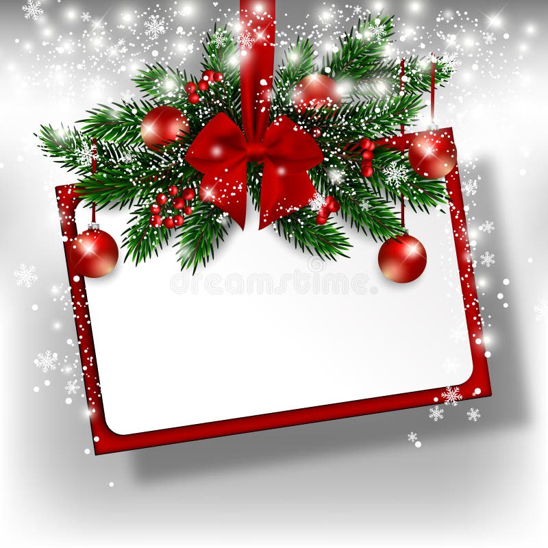 Christmas hanging rectangular banner. Vector stock illustration
