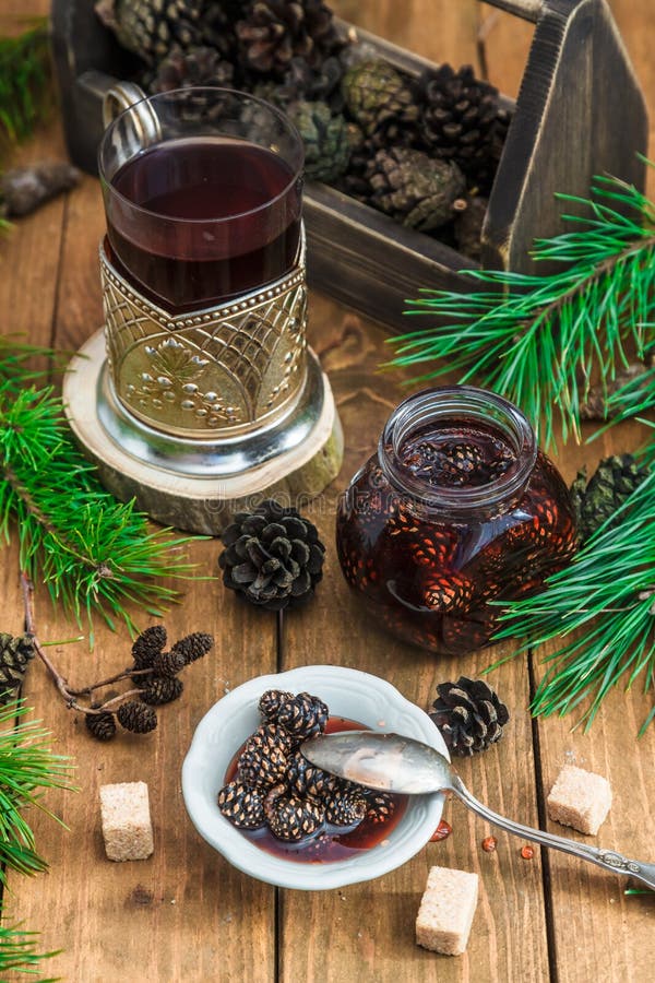 Candied Pine Cones, Rustic Style with Copyspace Stock Image - Image of ...