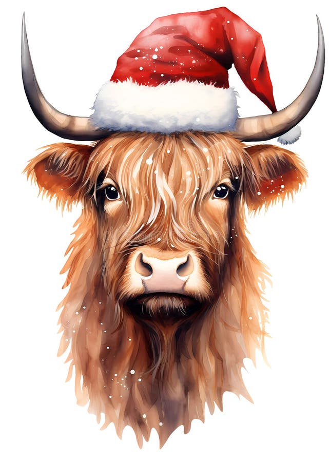 Vector Christmas Illustration Of Cow Ox Or Bull With Christmas