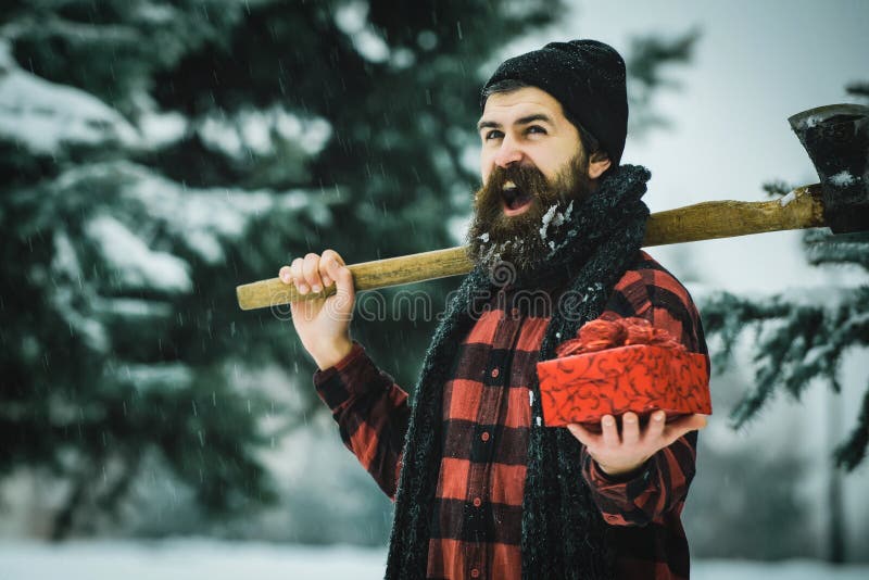 Download Goofy Man Expressing Surprise while Holding an Axe