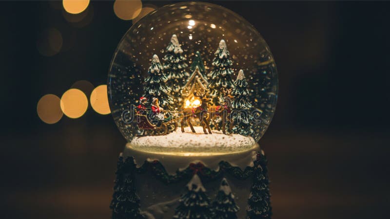 A beautifully crafted snow globe featuring a festive Christmas scene. royalty free illustration