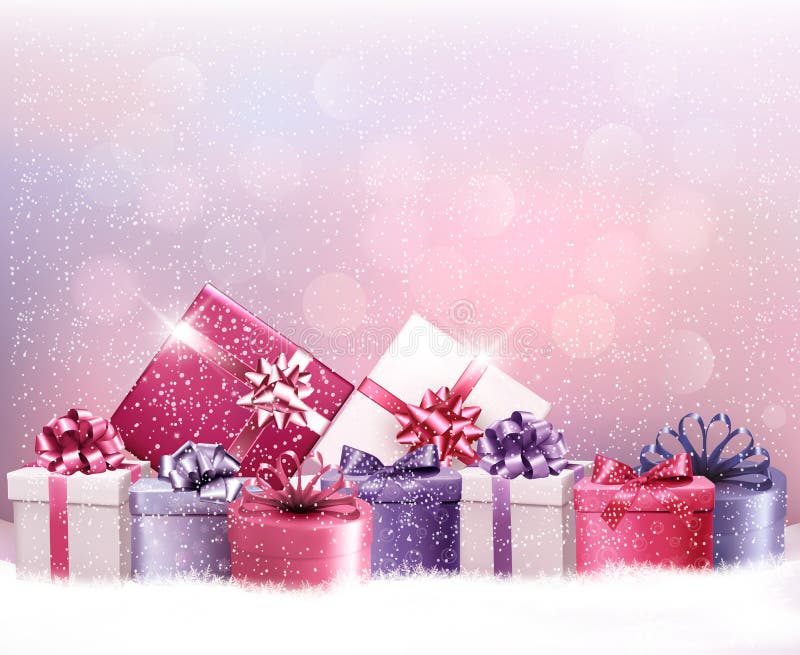 Christmas holiday background with presents. vector illustration
