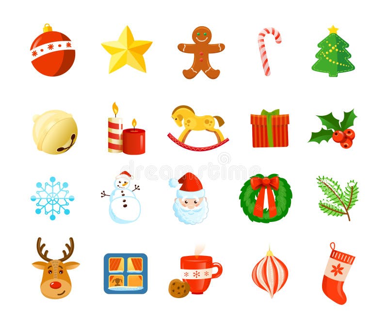 Christmas holiday icon set