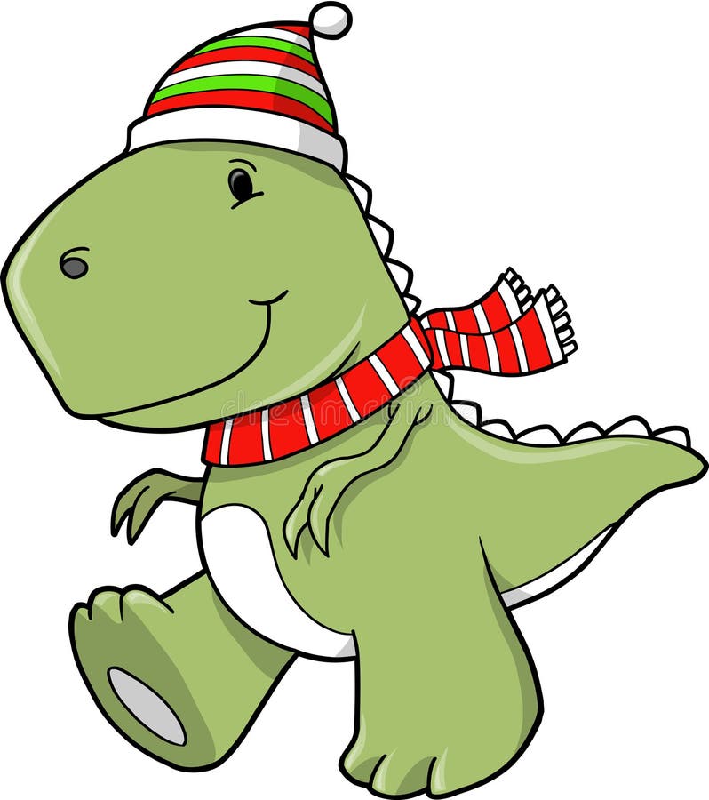 Christmas Holiday Tyrannosaurus Dinosaur Stock Vector Illustration of Dinosaurs Christmas
