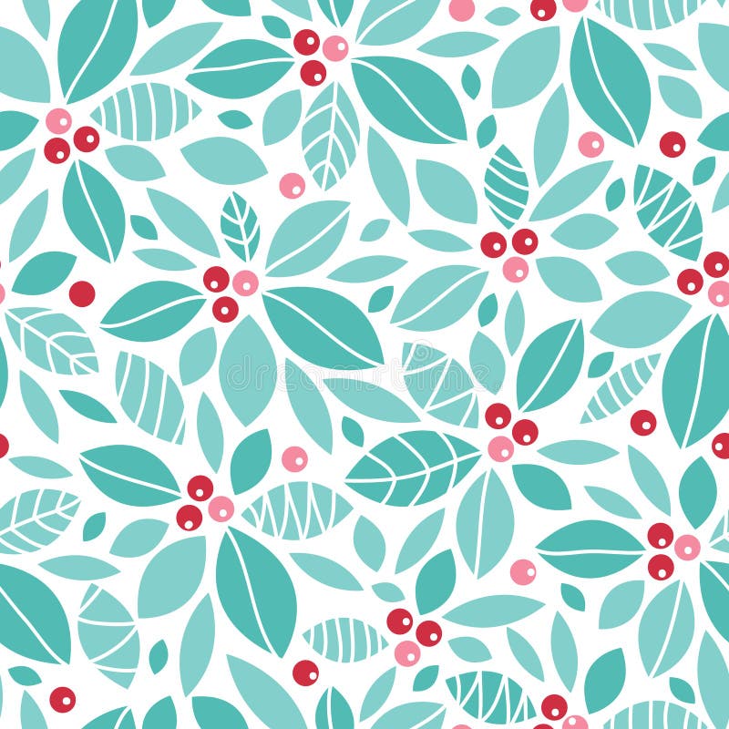 Christmas holly berries seamless pattern