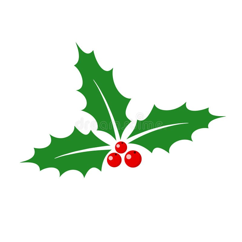 Download Holly Berry Leaves Christmas Icon Flat Vector Illustration ...