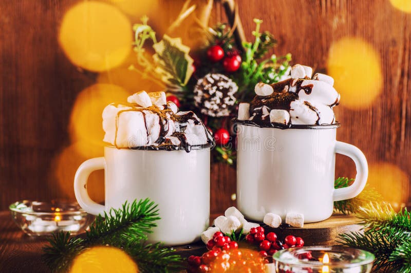 Christmas hot drinks in a mug stock images Christmas hot drinks in a mug stock images