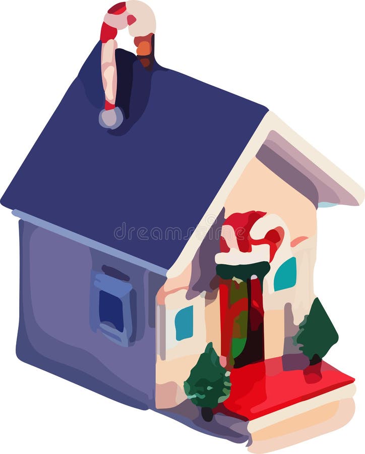 Christmas House in Vector. Isometric Stock Vector Illustration of