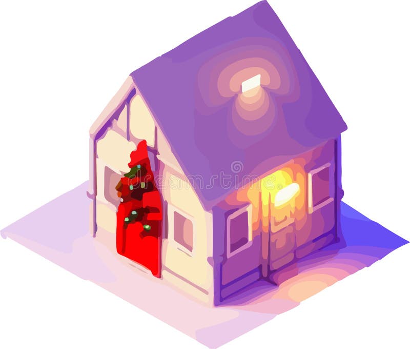 Christmas House in Vector. Isometric Stock Vector Illustration of