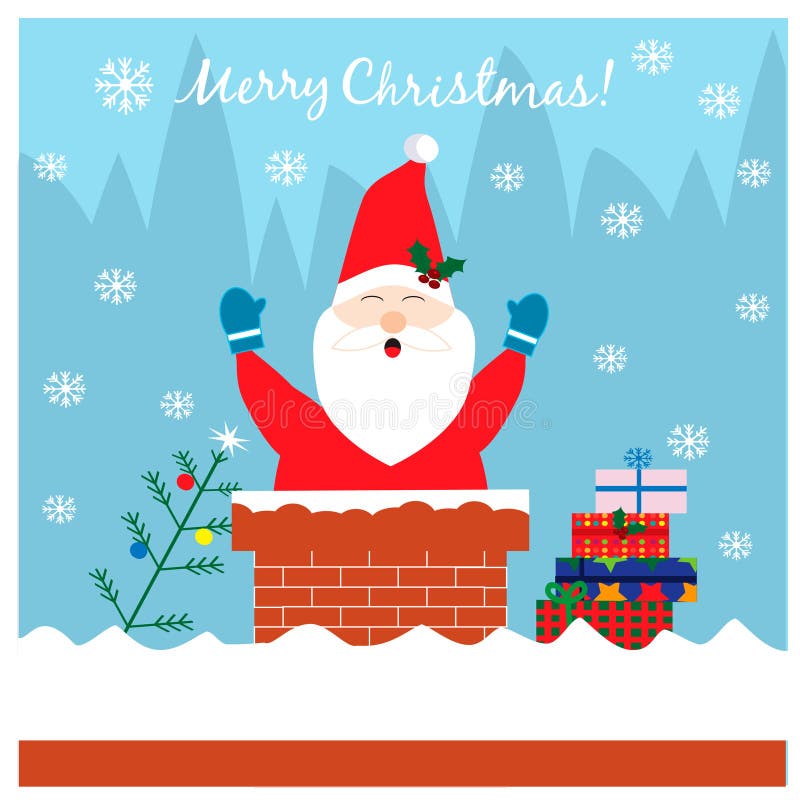 Christmas Illustration with Santa in the Chimney Stock Vector ...