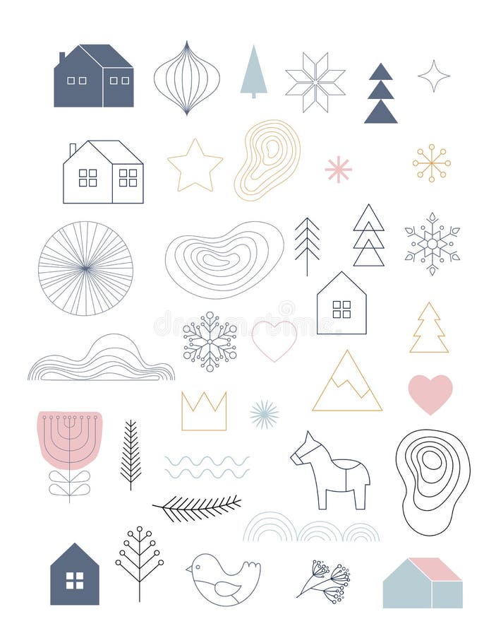 Christmas illustrations, hand drawn simple elements and icons in Scandinavian trendy style. Vector illustration. Collection royalty free illustration Christmas illustrations, hand drawn simple elements and icons in Scandinavian trendy style. Vector illustration. Collection royalty free illustration