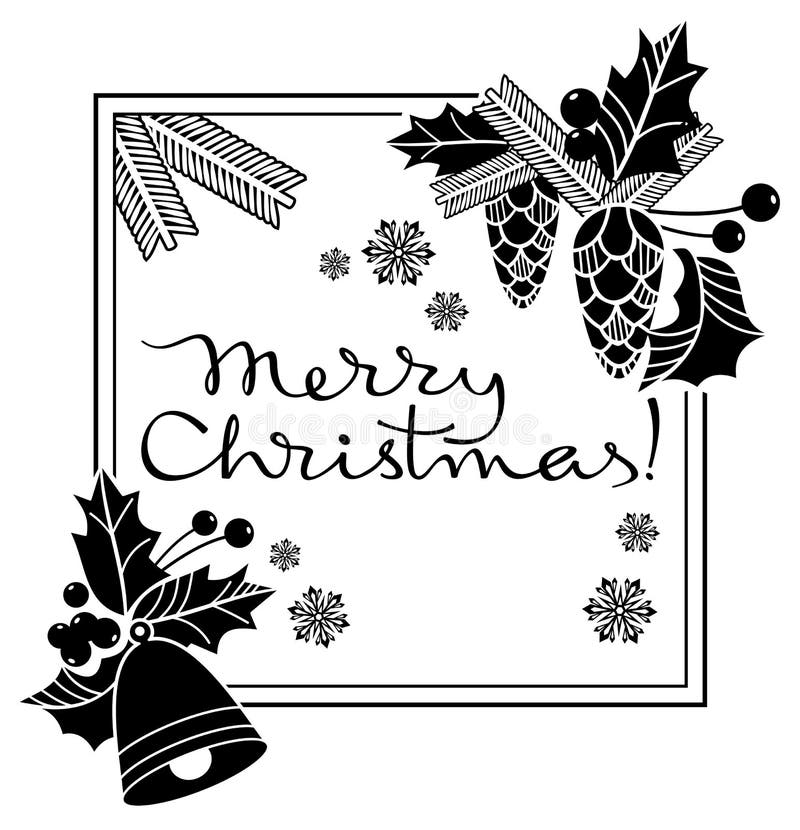 Christmas Label with Written Greeting `Merry Christmas!`. Stock ...
