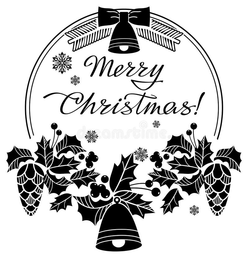 Christmas Label with Written Greeting `Merry Christmas!`. Stock ...