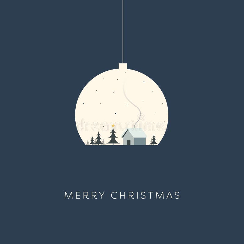 Christmas landscape inside xmas decoration vector background. Holiday seasonal creative card template.