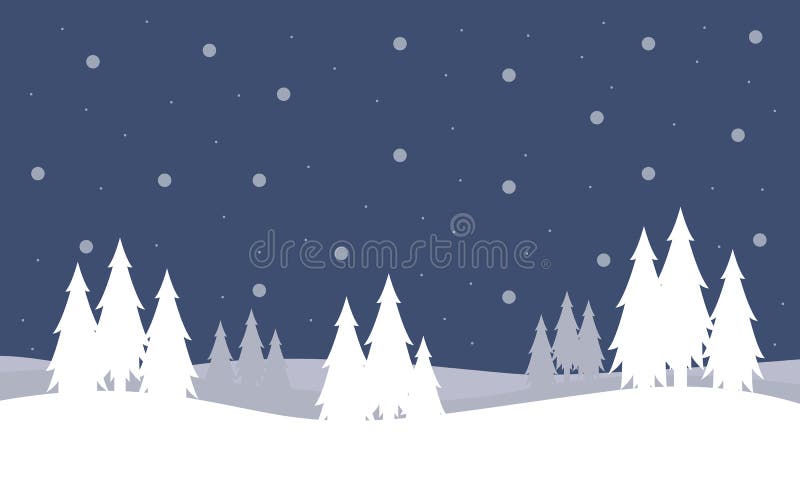 Christmas landscape with trees of silhouettes stock illustration
