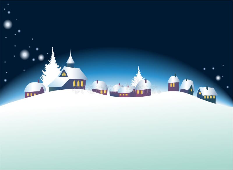 Christmas landscape stock vector. Illustration of house - 35143135