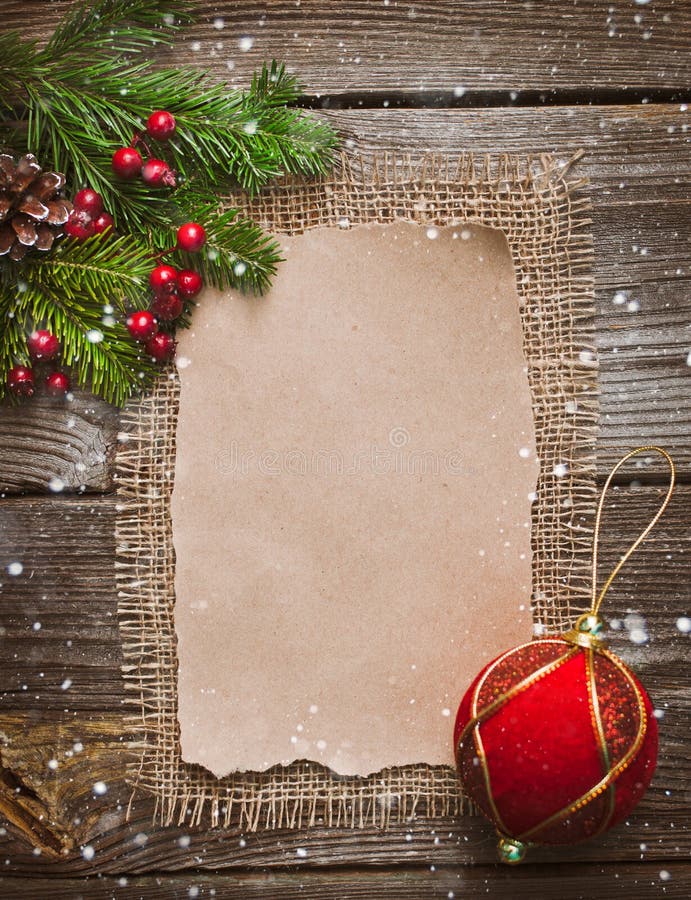 Christmas letter, list, congratulations on a wooden background. free space, mockup new Year.