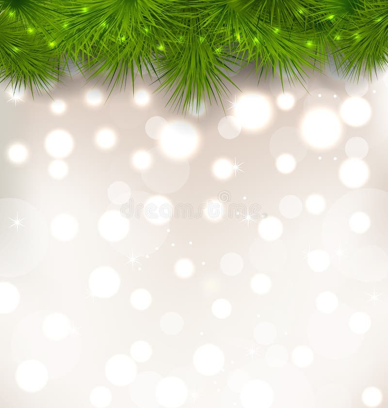 Christmas light background with realistic fir twigs stock illustration