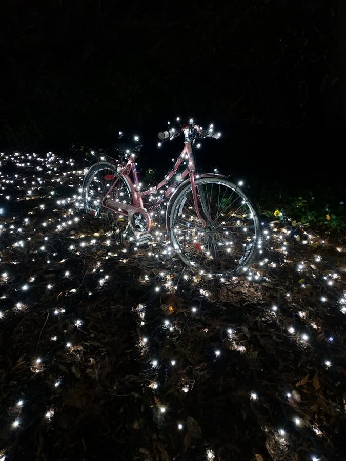 Christmas light bike stock image. Image of destination 131749707