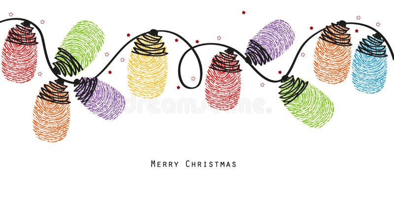Christmas Light Bulbs with Colorful Finger Prints Vector Background