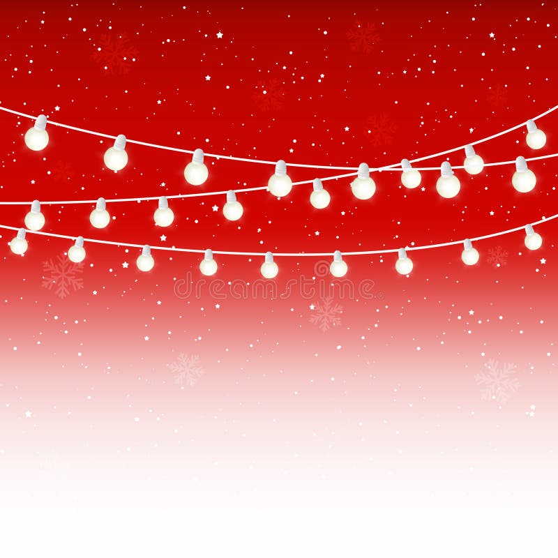 Christmas light bulbs on starry red