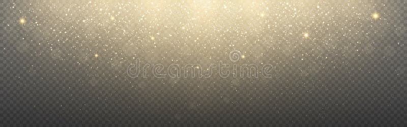 Christmas light. Gold glitter effect. Soft bokeh and magic dust. Glowing decoration. Bright shiny particles. Golden royalty free illustration