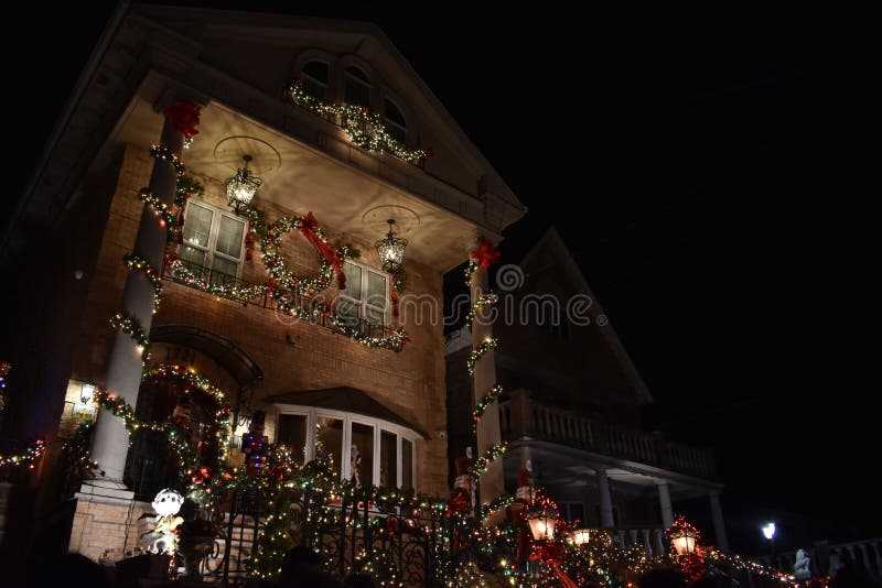 Christmas Light in the Night in New York, Usa Stock Image Image of