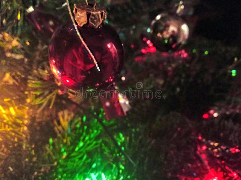 Christmas Light on Xmas Tree Stock Image Image of lights, winter