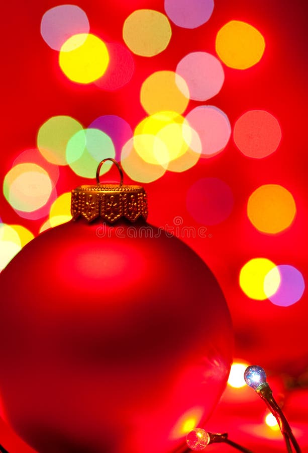 Christmas Ball with Ornament Lights on a Tree Stock Photo Image of