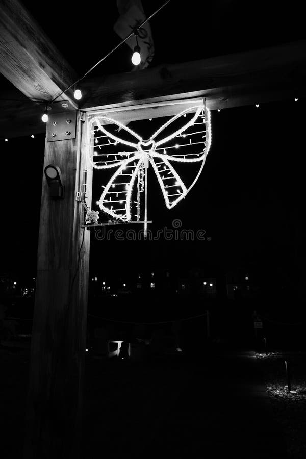 Christmas Lights in Black and White Stock Image Image of architecture