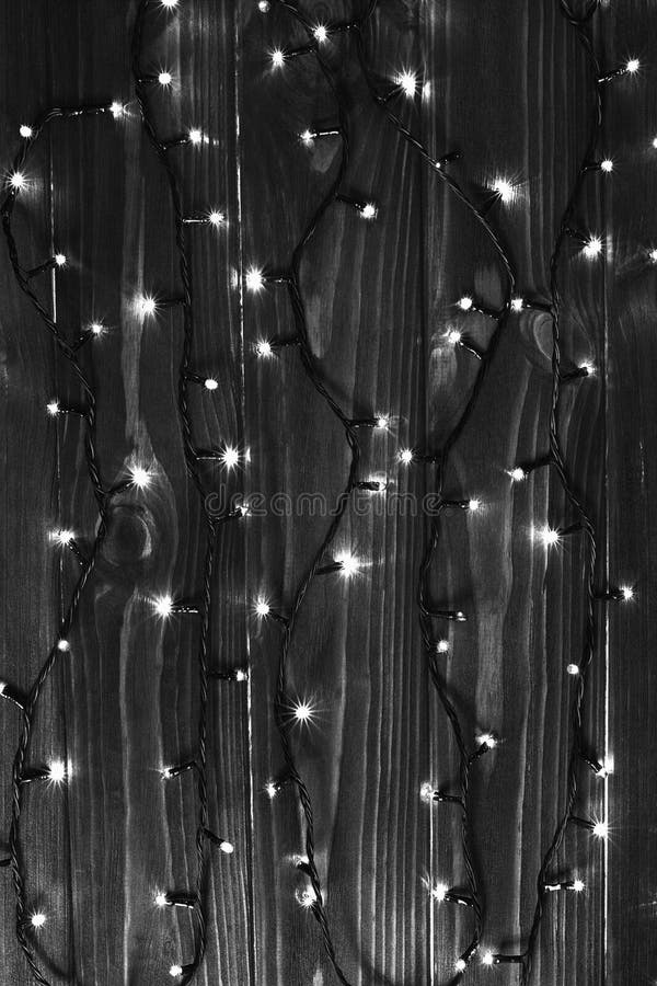 Christmas Lights Black and White Effect Background. Stock Image Image