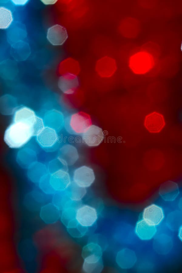 Christmas Lights Blurred Image, Muted, Blue, Red Stock Image Image of