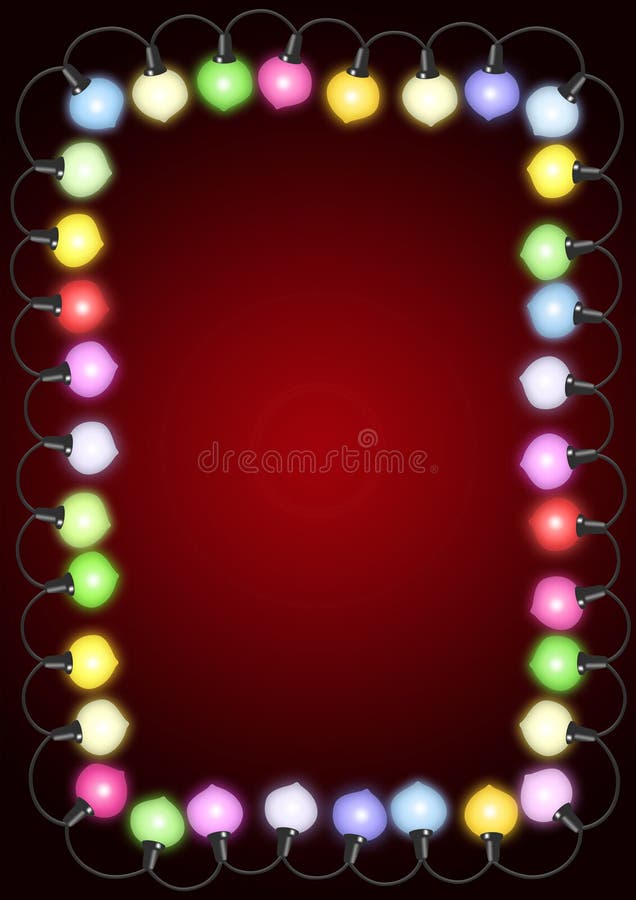 Rectangle Christmas Card with Lights Stock Illustration Illustration