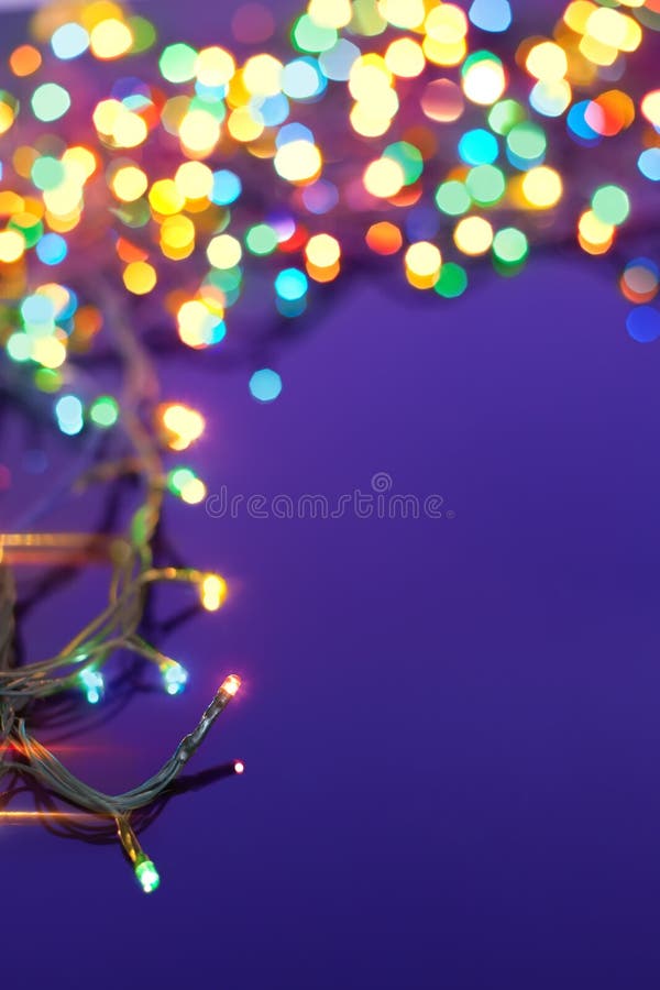 Christmas Lights on Dark Blue Background Stock Image Image of garland, frame 27382565