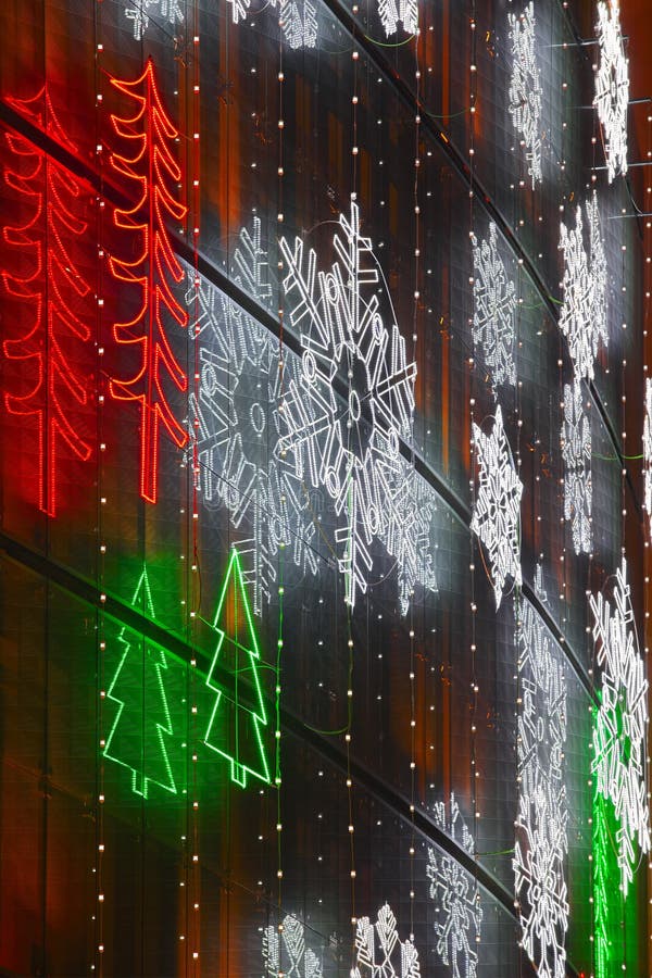 Christmas Lights Decoration on a Building Facade Stock Image Image of advent, happy 64706263