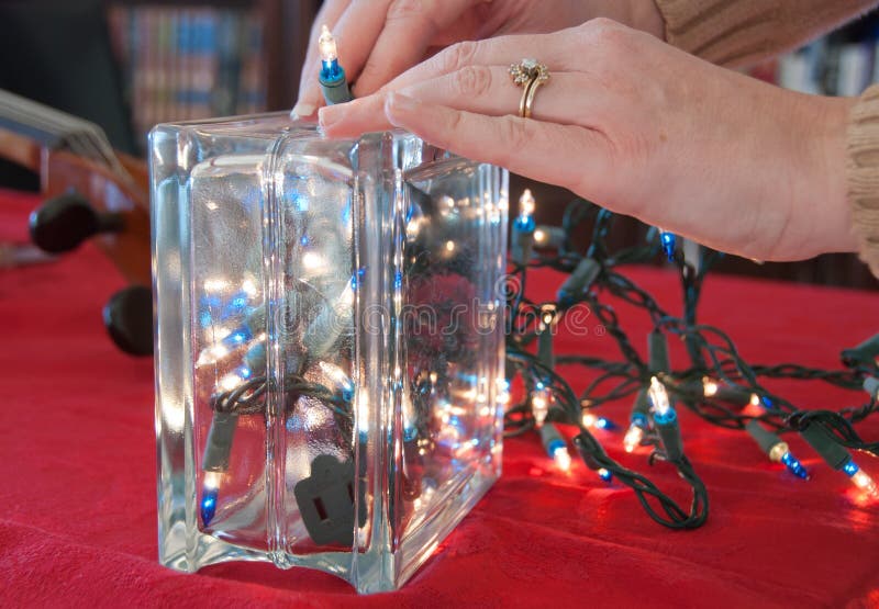 Christmas Lights in a Glass Block Stock Image Image of glass, string 28261493