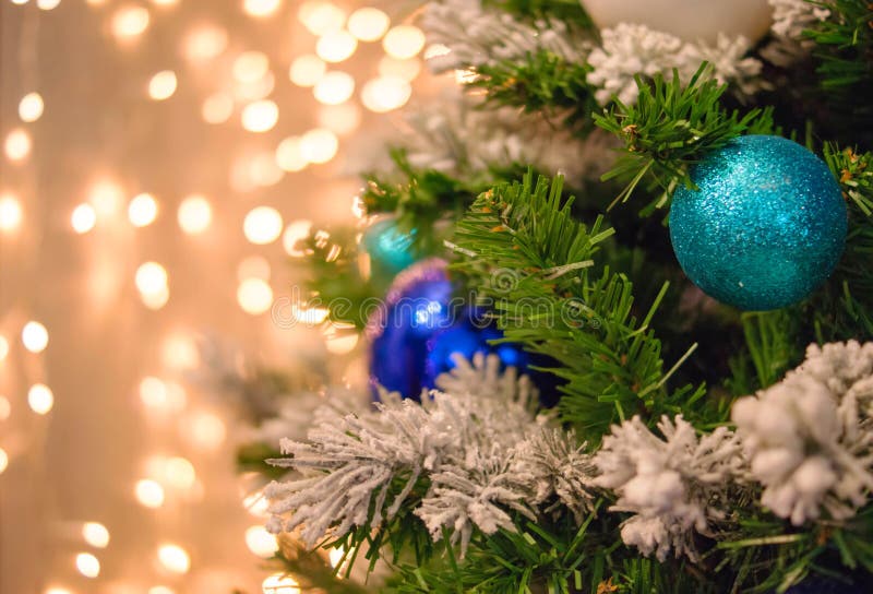 Christmas Lights Golden and Blue Bokeh Stock Image Image of glow