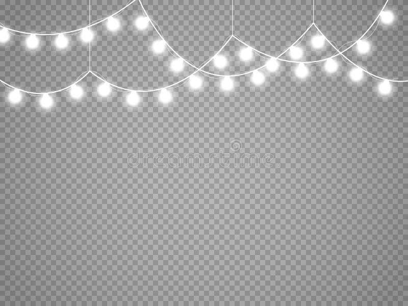 Christmas Lights Isolated on Transparent Background. Vector Xmas Glowing  Garland. Stock Vector - Illustration of event, decor: 101817321