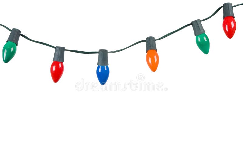 Christmas lights isolated on white stock images