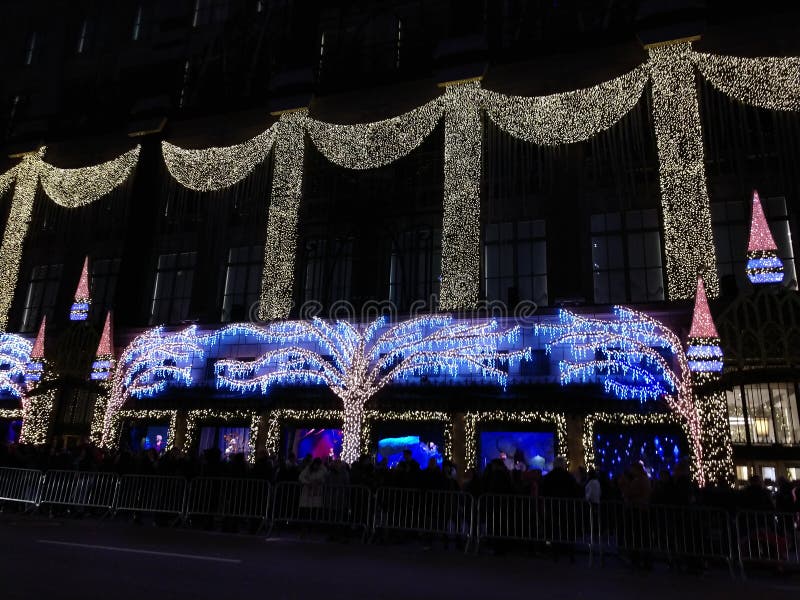 Christmas Lights New York City Stock Image Image of crowd, lights