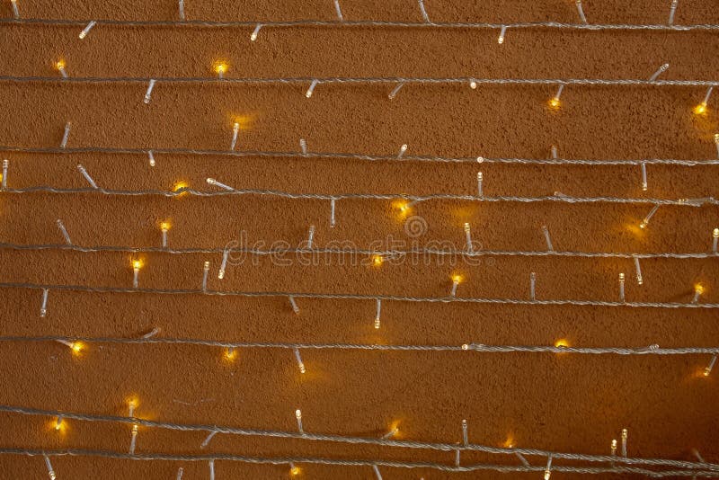 Christmas Lights on Stone Wall Stock Image Image of decor, lights